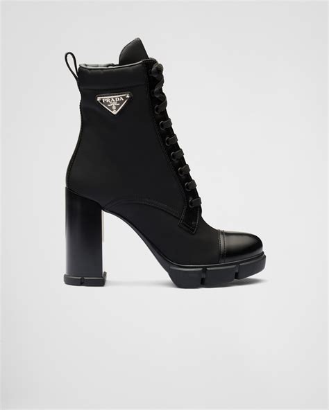 prada brushed leather and nylon booties|nylon Prada boots women.